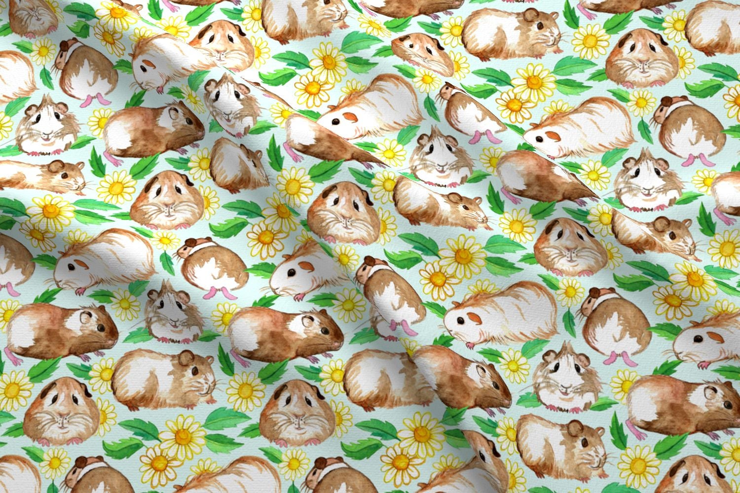 Floral Guinea Pig Pet Fabric Guinea Pigs And Daisies In Etsy