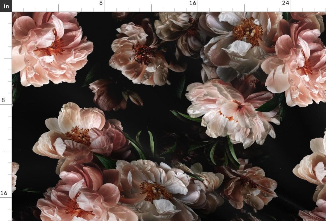 Dramatic Dark Peony Fabric - Midnight Peony by Avalonrosedesign - Moody ...