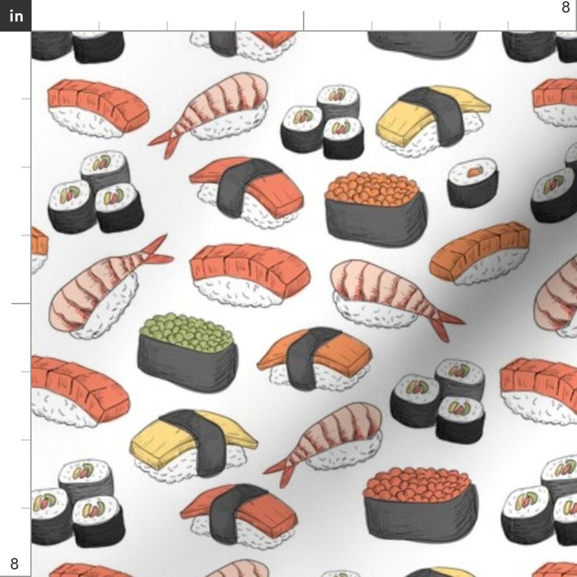 Sushi Fabric Sushi Roll Funny Food by Khaus Sushi Novelty Etsy