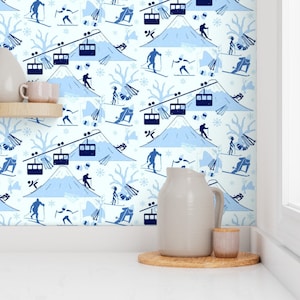 Mountains Wallpaper Blue Mountain Skiing by Bluevelvet - Etsy