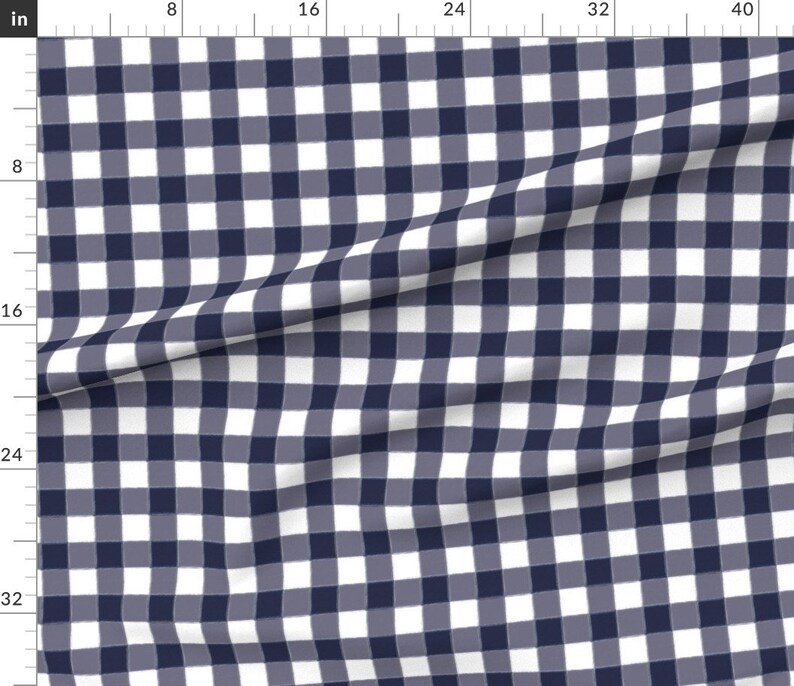 Navy Blue Gingham Plaid Fabric Small Navy Buffalo Check Etsy