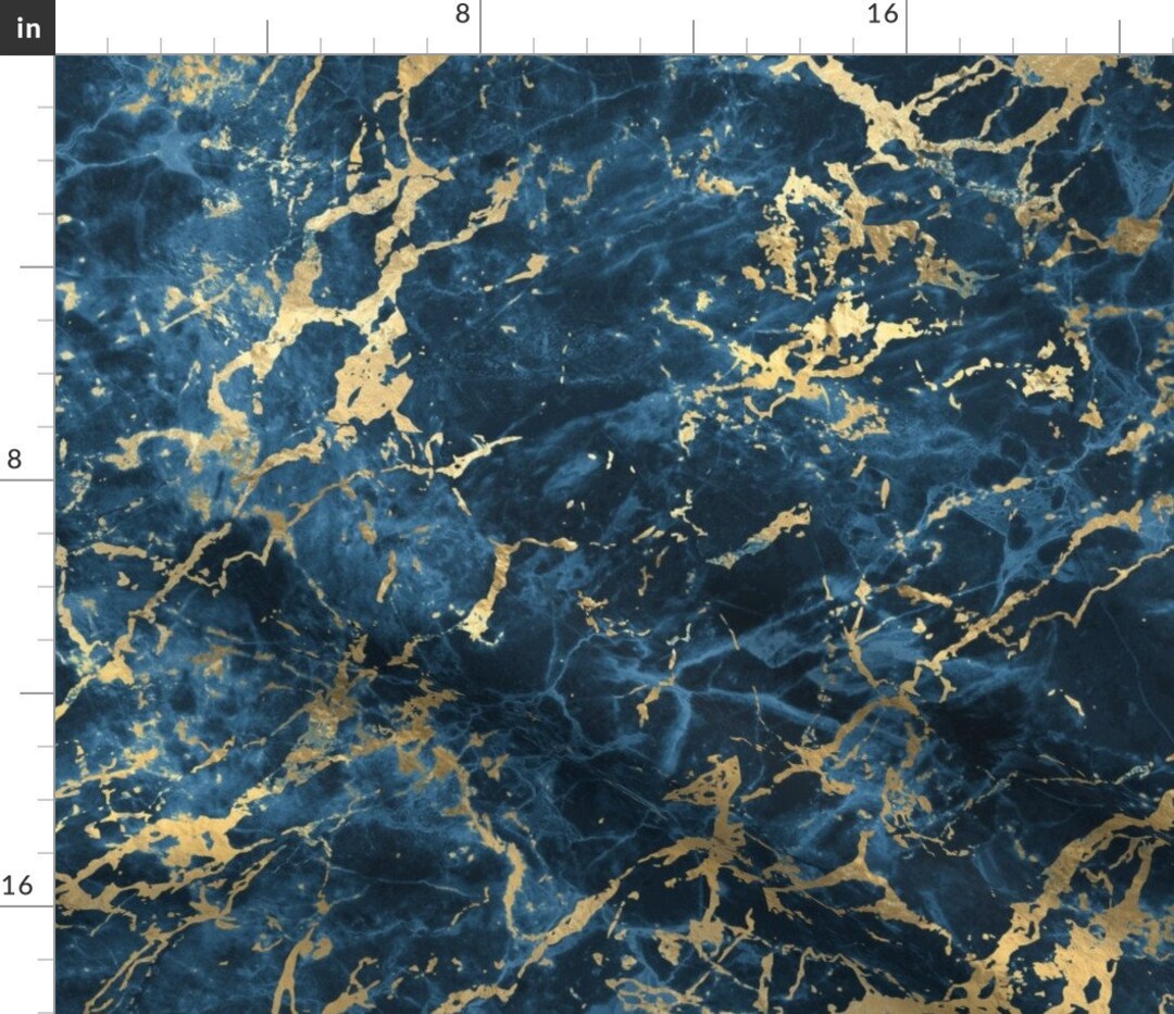 Blue and Gold Fabric Blue and Gold Marble by Ktscarlett_ Marble Effect