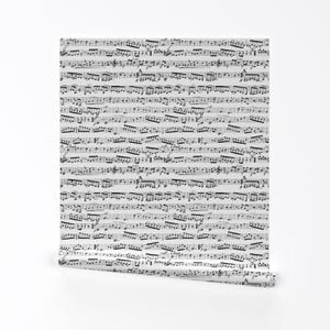 Sheet Music Wallpaper - Black And White Music Notes By Inspirationz - Custom Printed Removable Self Adhesive Wallpaper Roll by Spoonflower