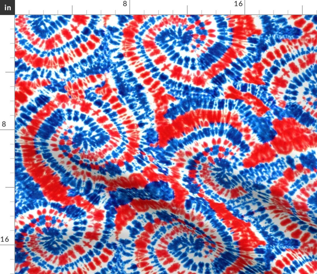 Red White and Blue Tie Dye Fabric Independence Day Pattern Etsy