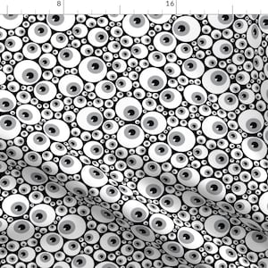 Eyeballs Fabric - Eyeballs Grey By Petitspixels - Nightmare Spooky Halloween Eyes See Gray Black Cotton Fabric By The Yard With Spoonflower