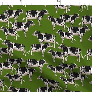 Farm Yard Cows Fabric - Cows Cows Cows - Grass Green Background By Taraput - Green Cow Nursery Cotton Fabric By The Yard With Spoonflower