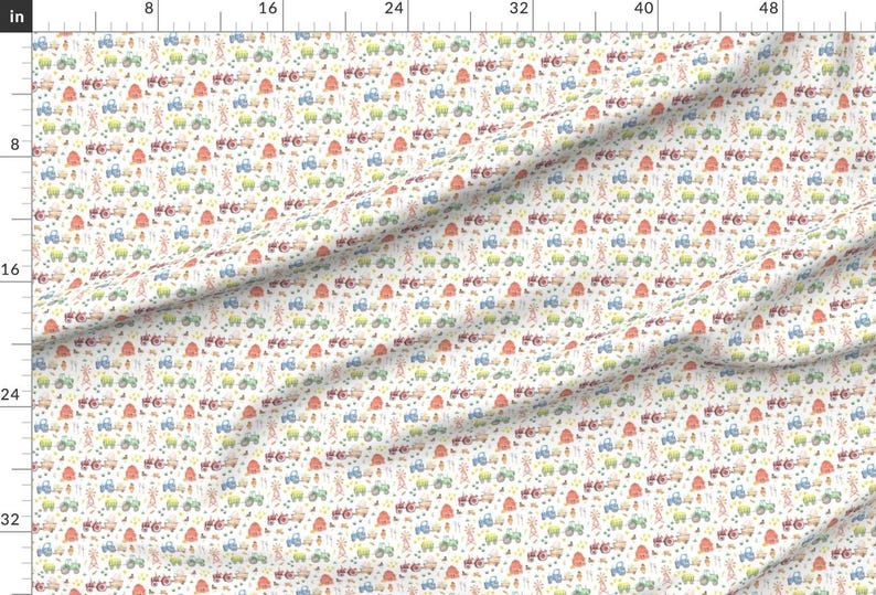 Spring Fabric - Spring On The Farm By Hipkiddesigns - Farmers Nursery Tractor Hay Animals Cows Cotton Fabric By The Yard With Spoonflower image 2