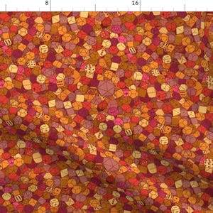 Dice Fabric - Red Orange Yellow Tabletop Gaming D20 By Pi-Ratical - Dragons Goblins Cotton Fabric By The Yard With Spoonflower