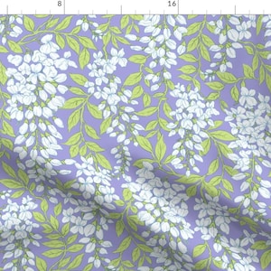Spring Floral Fabric - Wisteria by emikundesigns - Wisteria Vine Botanical Purple Green Flora Large Scale Fabric by the Yard by Spoonflower