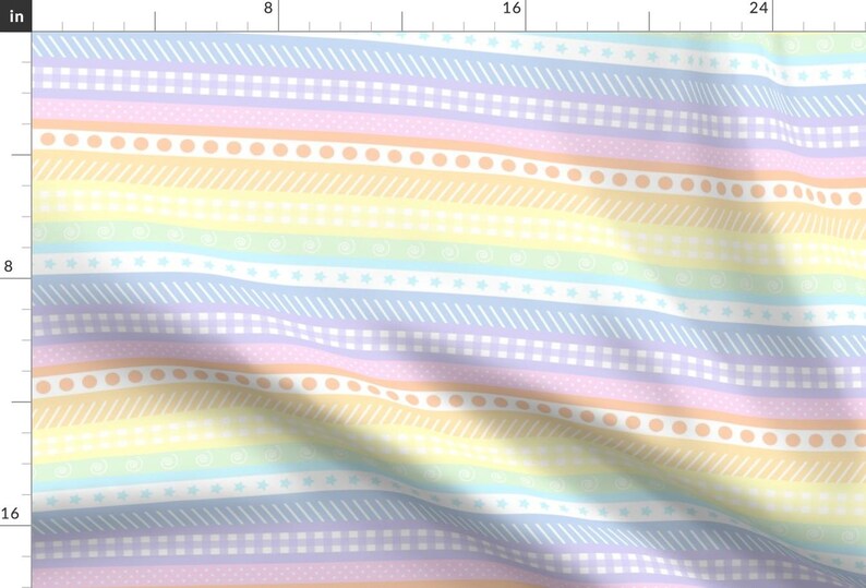 Pastel Rainbow Apparel Fabric Polka Dot Washi Stripe by