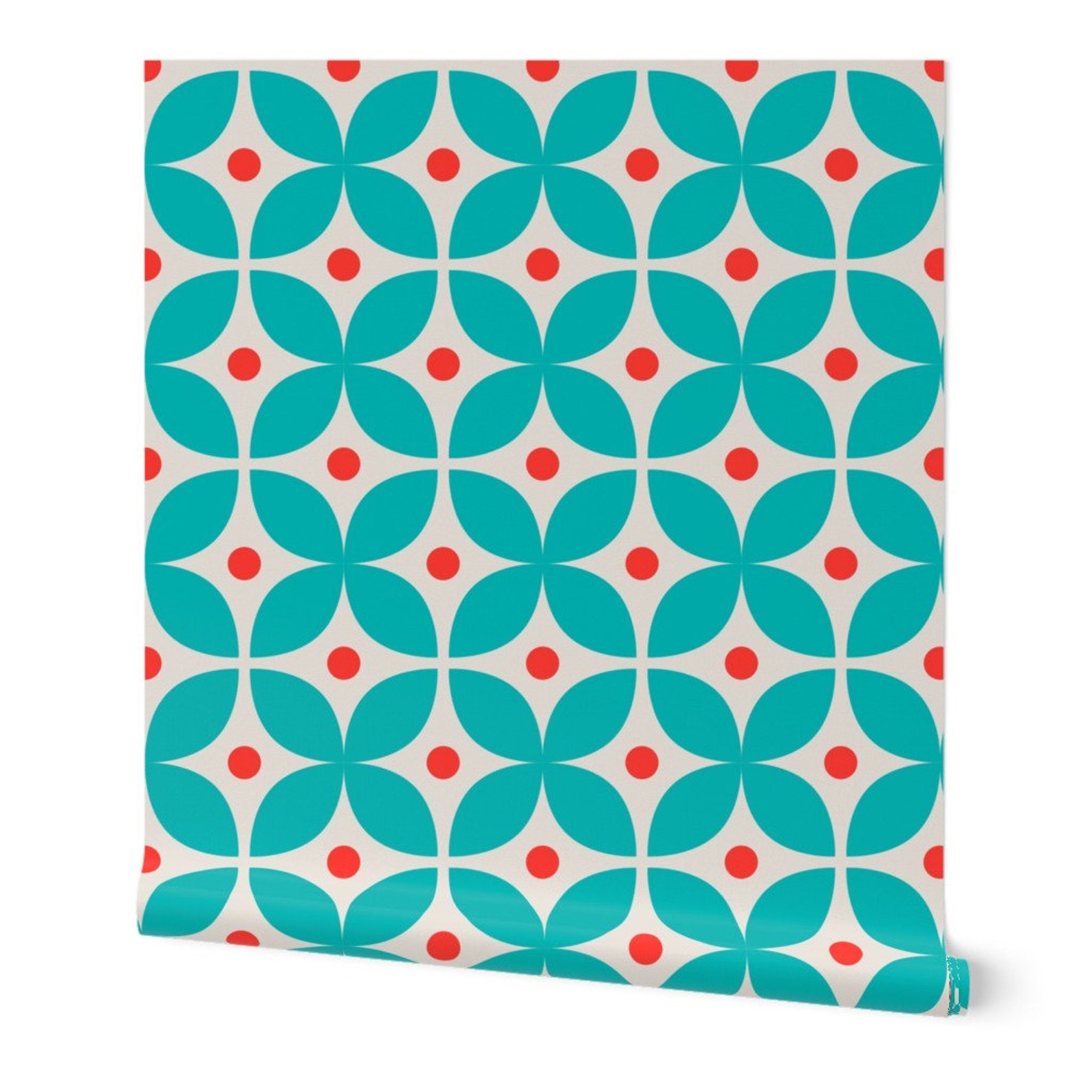 Geometric Wallpaper Geometric Pattern Flower Blue by Red - Etsy