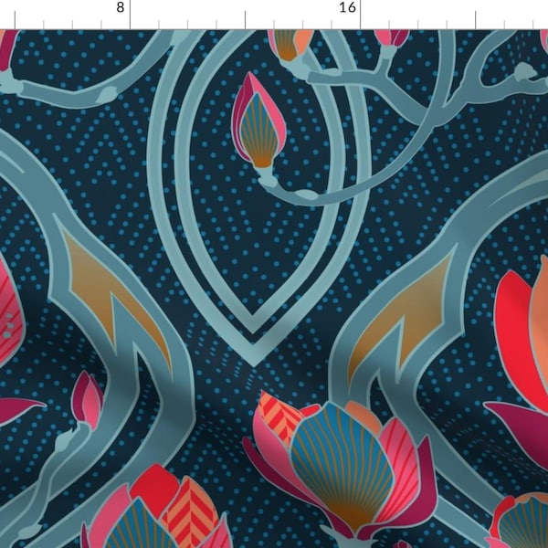 Nouveau Floral Fabric - Magnolia Art Nouveau Victorian Home Decor By Heidi-Abeline - Nouveaudc Cotton Fabric By The Yard With Spoonflower