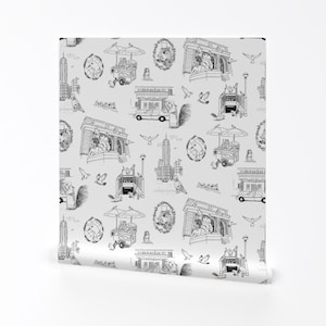 New York Toile Wallpaper - Nyc Squirrels And Pigeons By Dasbrooklyn - Custom Printed Removable Self Adhesive Wallpaper Roll by Spoonflower