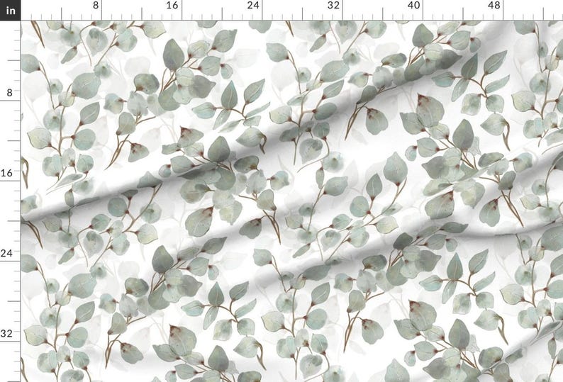 Botanical Fabric - Eucalyptus Leaves by canedoandco - Australian Flowers Farmhouse Plant Flora Fabric by the Yard by Spoonflower image 2
