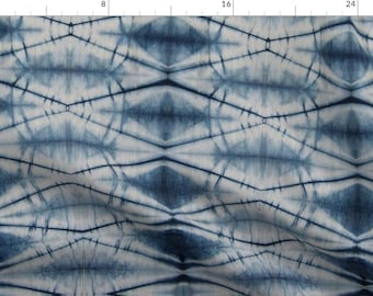 Geometric Indigo Shibori Fabric - Shibori Indigo By Pricedesigns - Modern Shibori Home Decor Cotton Fabric By The Yard With Spoonflower