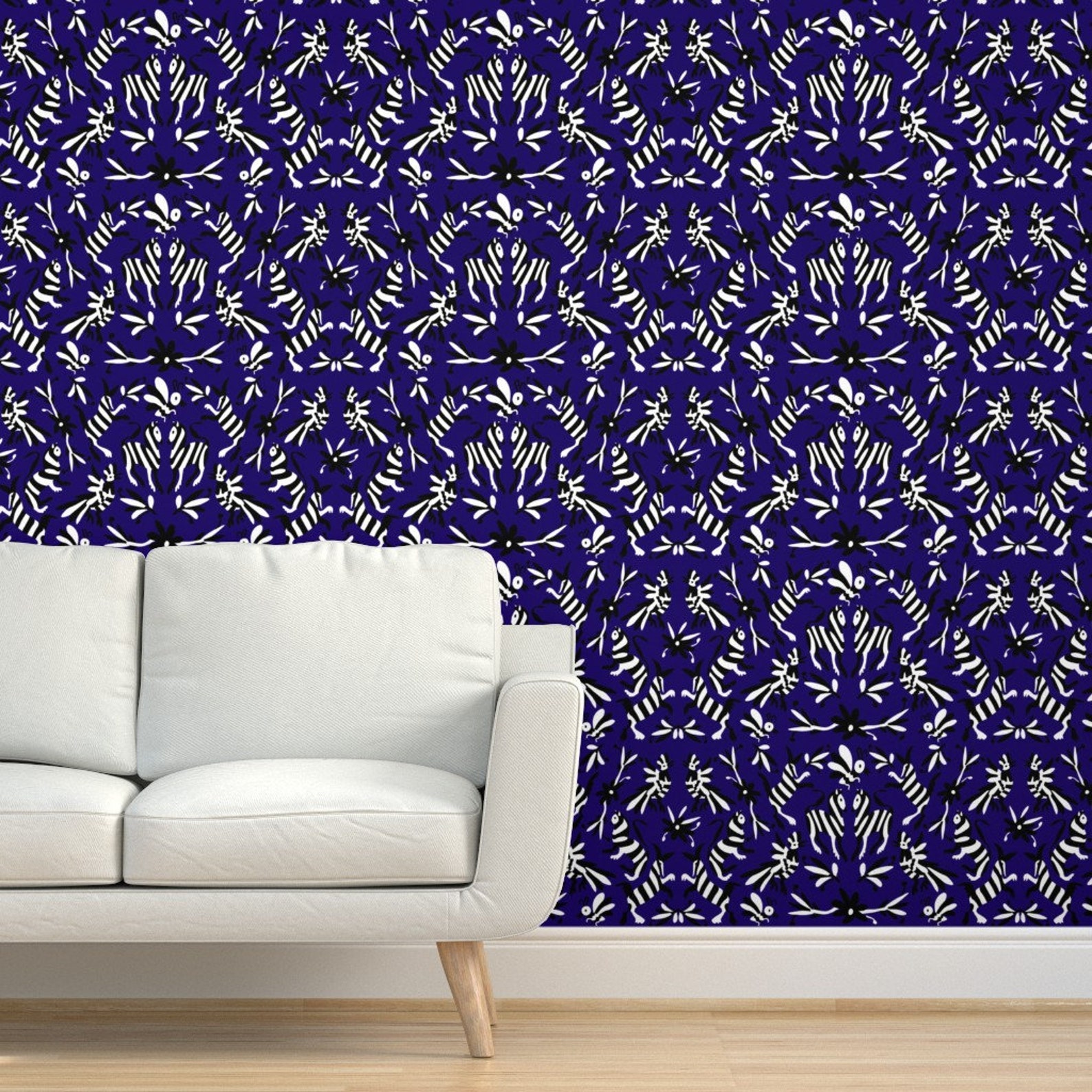 Otomi Print Blue Wallpaper Navy Otomi by Thestylesafari Etsy