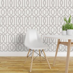 Mod Trellis Wallpaper -Victoria Trellis In Gray By Willowlanetextiles - Custom Printed Removable Self Adhesive Wallpaper Roll by Spoonflower