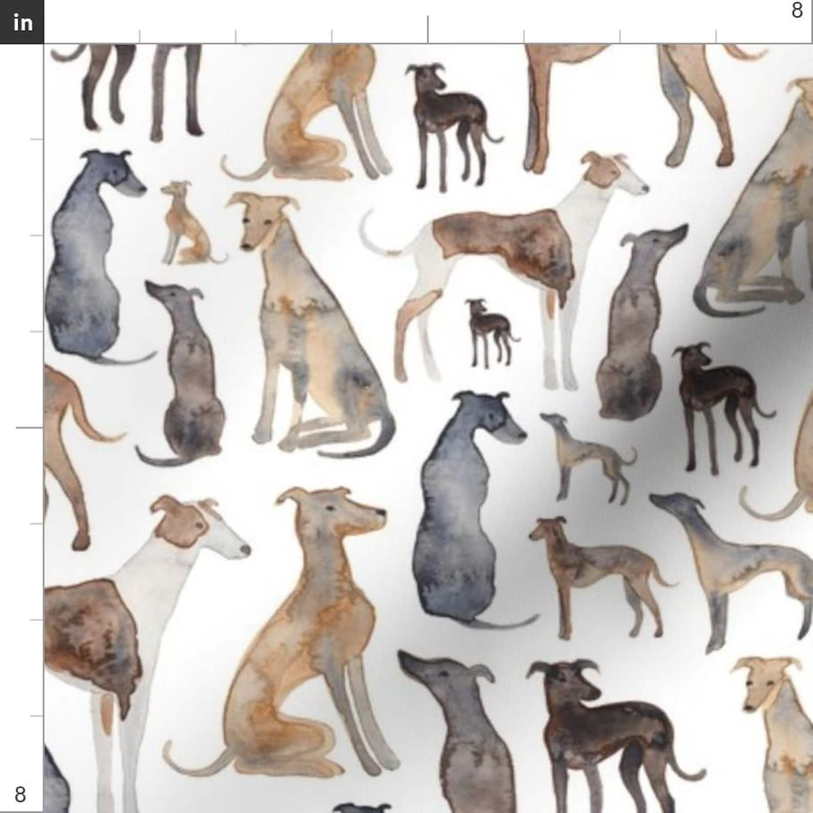 Greyhound Watercolors Fabric - Greyhounds, Wippets and Lurcher Dogs! by ...