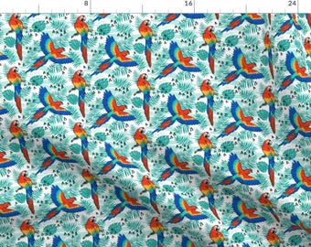 Tropical Parrots Fabric - Parrots By Alenkakarabanova - Colorful Tropical Birds Nursery Decor Cotton Fabric By The Yard With Spoonflower