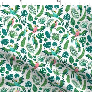 Parrot Tropical Foliage Fabric - Parrots In The Jungle. Medium Scale By Magicforestory - Parrot Cotton Fabric By The Yard With Spoonflower