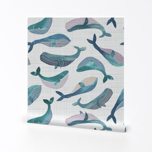 Whales Wallpaper - Painted Whales By Gemmacosgroveball - Whales Custom Printed Removable Self Adhesive Wallpaper Roll by Spoonflower