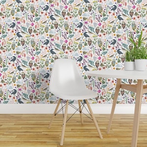 Birds Wallpaper - Lucid Dreams Miss Mystic - Large By Zoe Ingram - Bird Custom Printed Removable Self Adhesive Wallpaper Roll by Spoonflower image 1