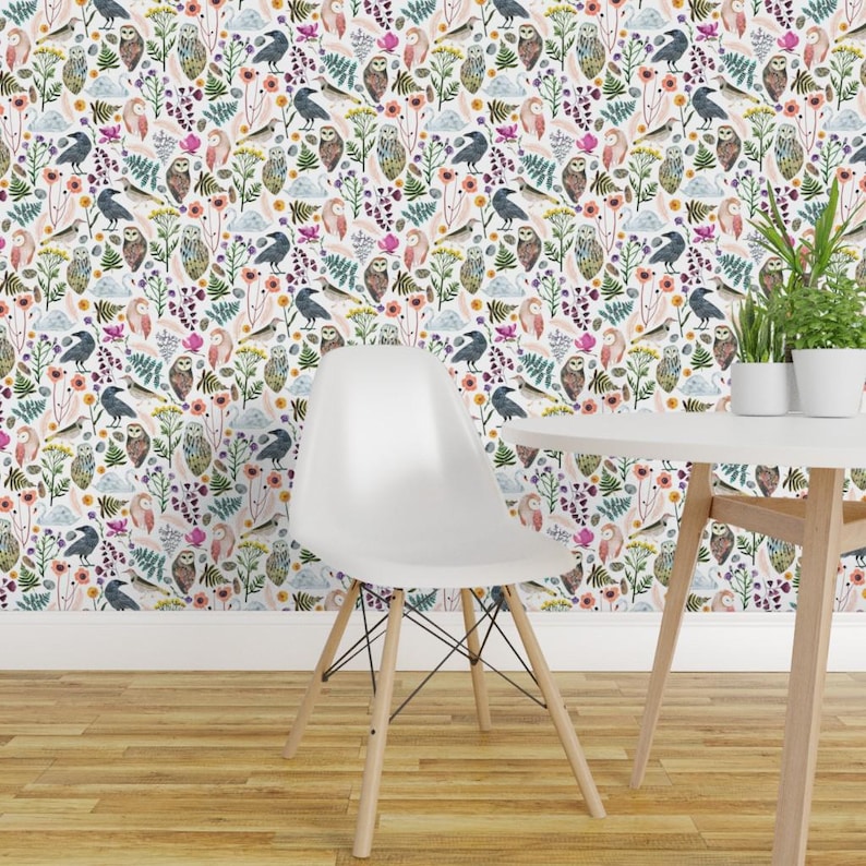 Birds Wallpaper - Lucid Dreams Miss Mystic - Large By Zoe Ingram - Bird Custom Printed Removable Self Adhesive Wallpaper Roll by Spoonflower image 1
