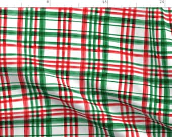 Christmas Plaid Fabric - Christmas Watercolor Plaid Bright By Littlearrowdesign - Watercolor Cotton Fabric By The Yard With Spoonflower