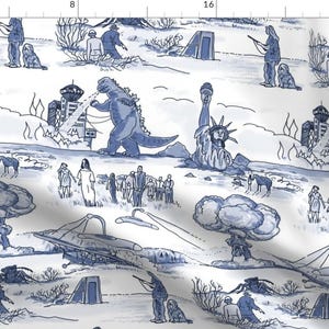 Apocalypse Fabric - Cold War Apocalypse By Elramsay - Apocalypse Monster Bomb Toile Vintage Funny Cotton Fabric By The Yard With Spoonflower