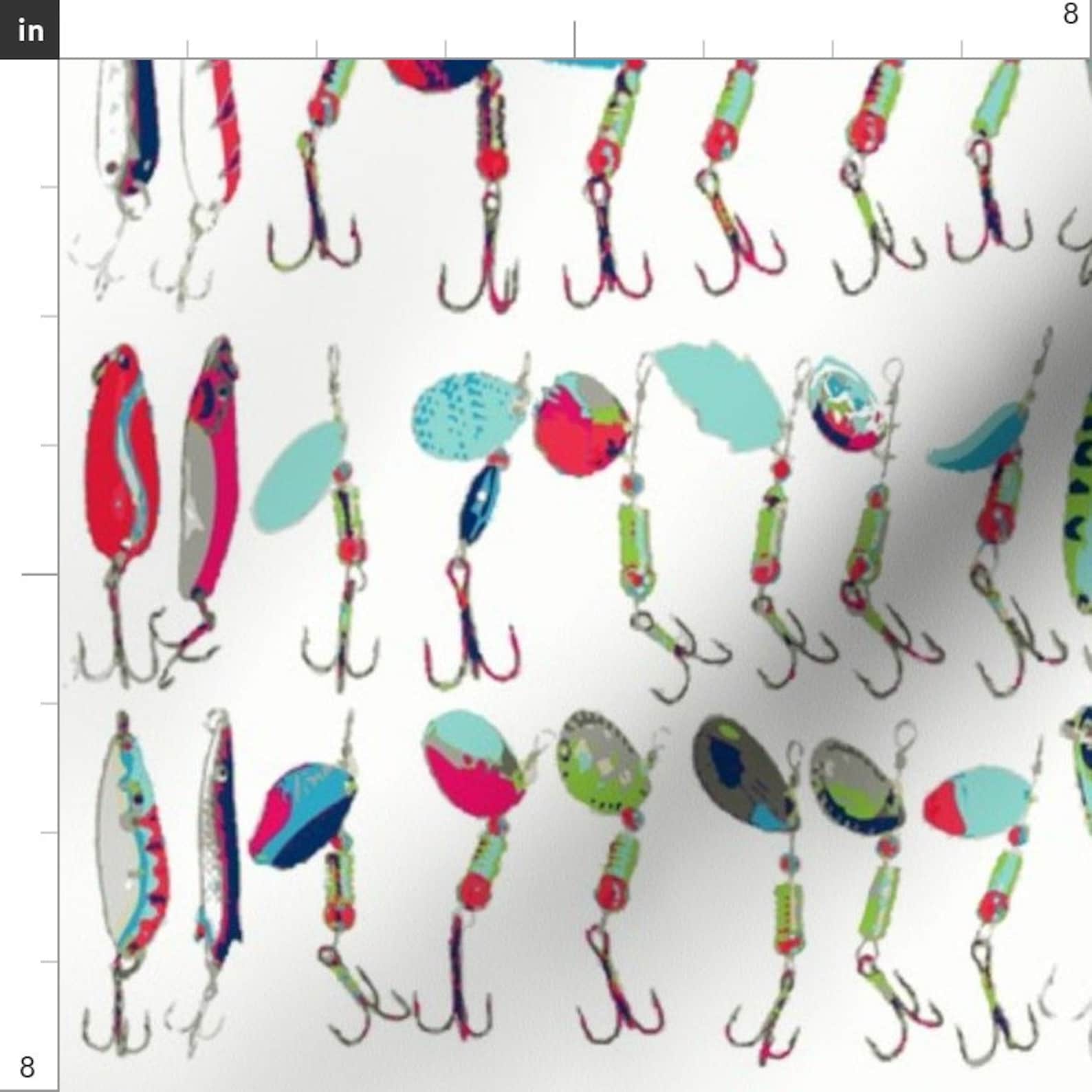 Colorful Fishing Lure Fabric Lured by Summer Time by Etsy