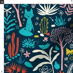 Foxes Fabric - Night In The Forrest By Natalia Gonzalez- Foxes Forest Trees Home Decor Upholstery Cotton Fabric By The Yard With Spoonflower imagen 3