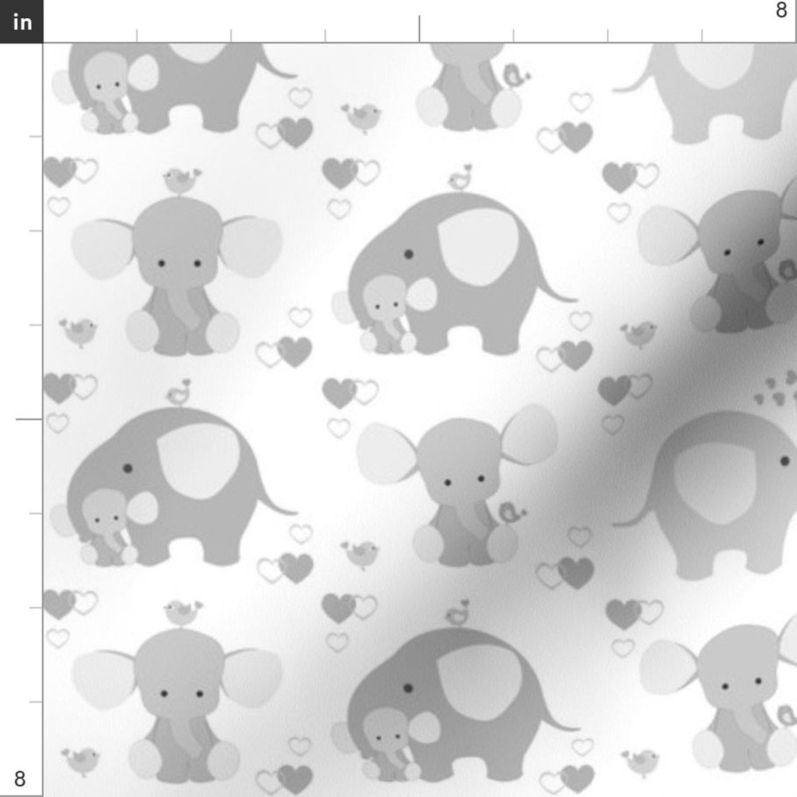Gray Elephant Fabric Gray Elephant Baby Nursery Neutral by Etsy