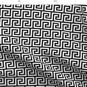 Greek Key Fabric - 2&quot; Greek Key Pattern Black And White Collection By Mkokolo - Modern Home Decor Cotton Fabric By The Yard With Spoonflower