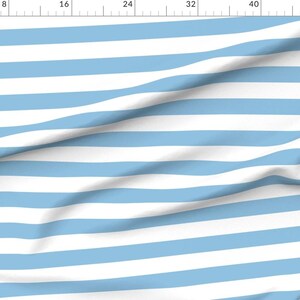 Preppy Stripes Fabric - Sky Blue Wide Stripes By Sweetzoeshop - Preppy Blue White Stripes Wide Cotton Fabric By The Yard With Spoonflower image 2