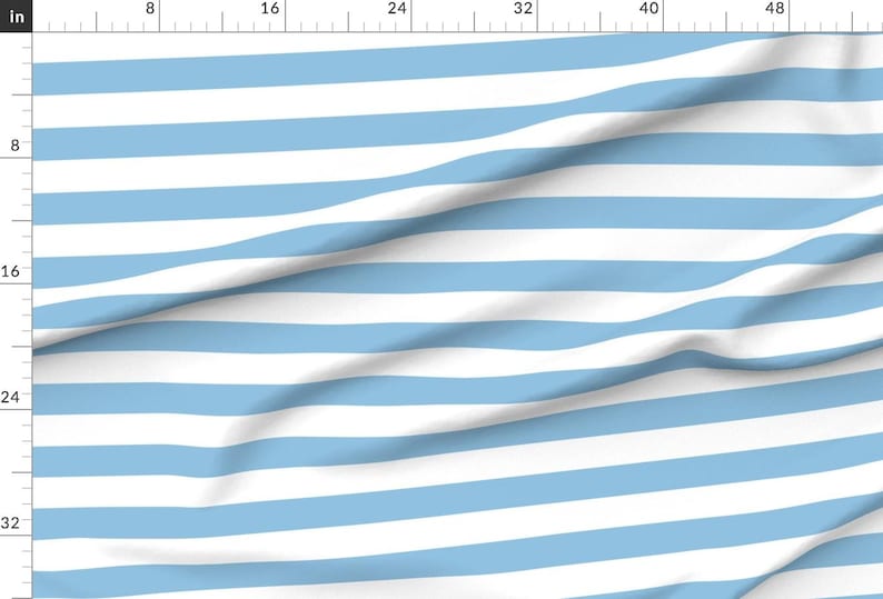 Preppy Stripes Fabric - Sky Blue Wide Stripes By Sweetzoeshop - Preppy Blue White Stripes Wide Cotton Fabric By The Yard With Spoonflower image 2