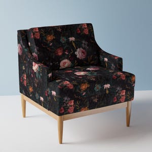 Moody Rose Upholstery Fabric- Dark Floral Rose  by creativsupply - Black Wildflowers Dark Floral  Fabric By The Yard With Spoonflower