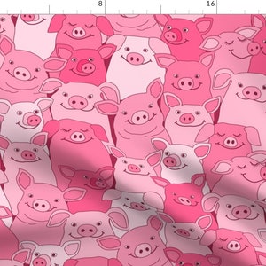 Cute Pigs Fabric - Pink Pigs by cressida_carr - Farm Animals Cartoon Kids Barnyard Animals Whimsical Fabric by the Yard by Spoonflower