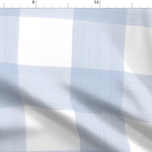 Plaid Fabric - 6&quot; Buffalo Plaid  by danika_herrick - Light Blue Gingham Check Buffalo Check Graphic Lines Fabric by the Yard by Spoonflower