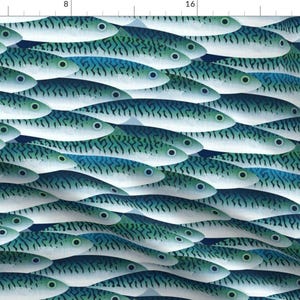Fish Fabric - Sea By Spellstone - Ocean Sea Marine Life Fish Modern Home Decor Upholstery Blue Cotton Fabric By The Yard With Spoonflower