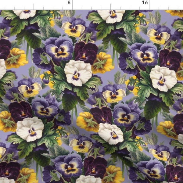 Pansy Fabric - Pansies By Peacoquettedesigns - Purple and Yellow Pansy Flower Home Decor Cotton Fabric By The Yard With Spoonflower