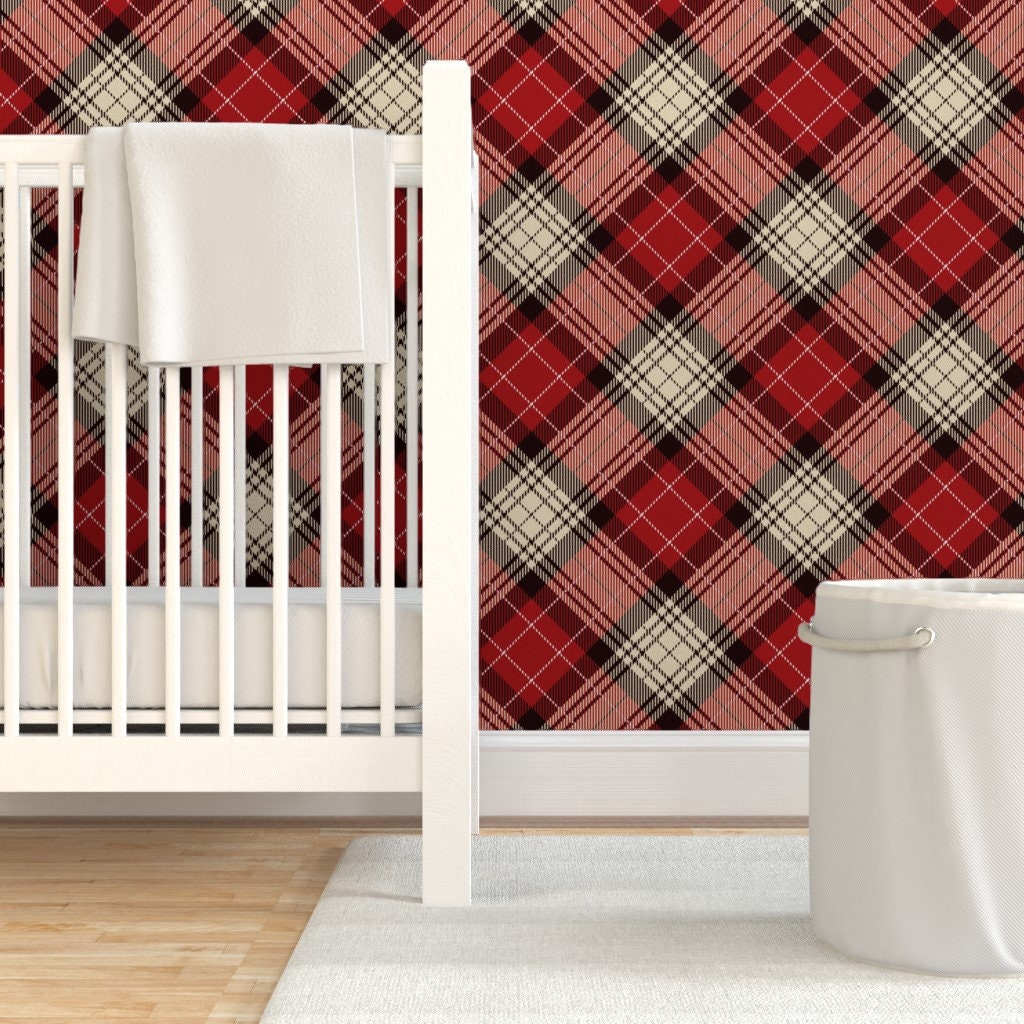 Red Plaid Wallpaper Tartan Red Plaid By Countrylifedesigns Etsy