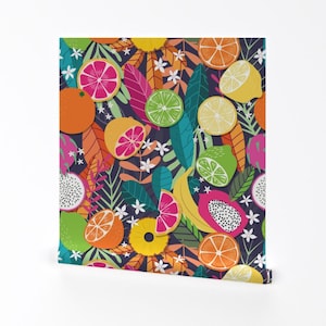 Fruit Wallpaper - Fruit Tropical Pattern 050 By Bluelela - Bright Colorful Summer Removable Self Adhesive Wallpaper Roll by Spoonflower