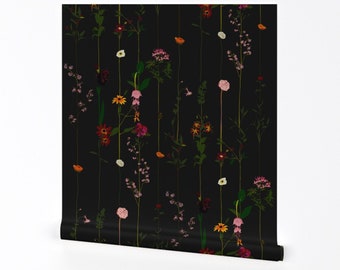 Minimal Elegant Wallpaper - Floral Dark By Crumpetsandcrabsticks - Custom Printed Removable Self Adhesive Wallpaper Roll by Spoonflower