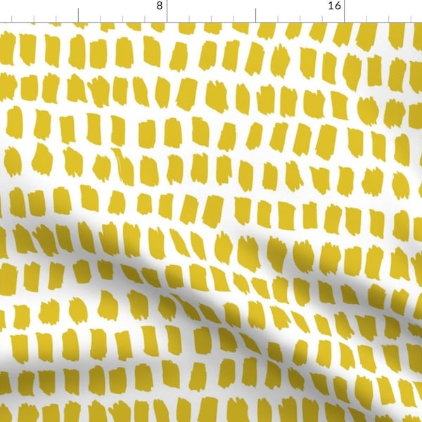 Yellow Paint Fabric - Strokes And Stripes Abstract Scandinavian Style Brush Design Gender Neutral Yellow Mustard Xl By Littlesmilemakers