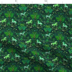 Celtic Legend Fabric - Irish Unicorns In The Celtic Woods Tiny By Irishvikingdesigns - Woodland Cotton Fabric By The Yard With Spoonflower