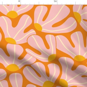 Funky Flowers Fabric - Disco Revival by stephaniewest - Retro Orange Psychedelic Warm Colors Groovy Fabric by the Yard by Spoonflower