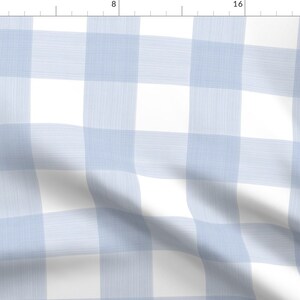 Light Blue Fabric - Soft Blue Buffalo Plaid by danika_herrick - Pastel Check Cottagecore Blue And White  Fabric by the Yard by Spoonflower