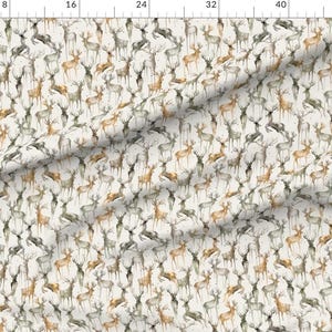 Deer Fabric - Wintery Deers Watercolor Beige By Ninola-Design - Watercolor Forest Rustic Animals Cotton Fabric By The Yard With Spoonflower image 2