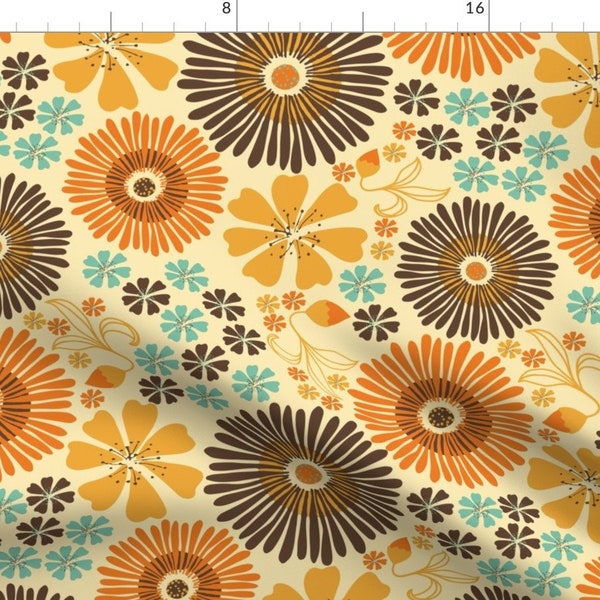 Vintage Nostalgia Fabric - Flower Power  by me_coco_design - Vintage Flowers Retro Flowers Groovy Floral  Fabric by the Yard by Spoonflower