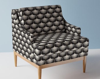 Black And Ivory Upholstery Fabric- Art Deco by katerhees - Mid Century Mod Geometric Swans Art Deco  Fabric By The Yard With Spoonflower